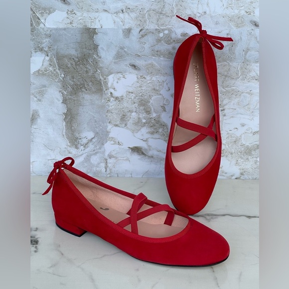 stuart weitzman Bolshoi Ballet Flat women red size 7 - Picture 1 of 8